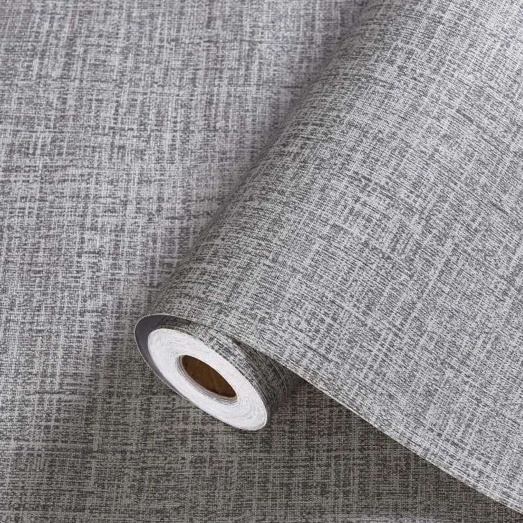 COWINLIFE Grey Textured Peel and Stick Wall Paper Grasscloth Waterproof Self Adhesive Vinyl Faux Fabric Linen Wallpaper for Wall detail 1