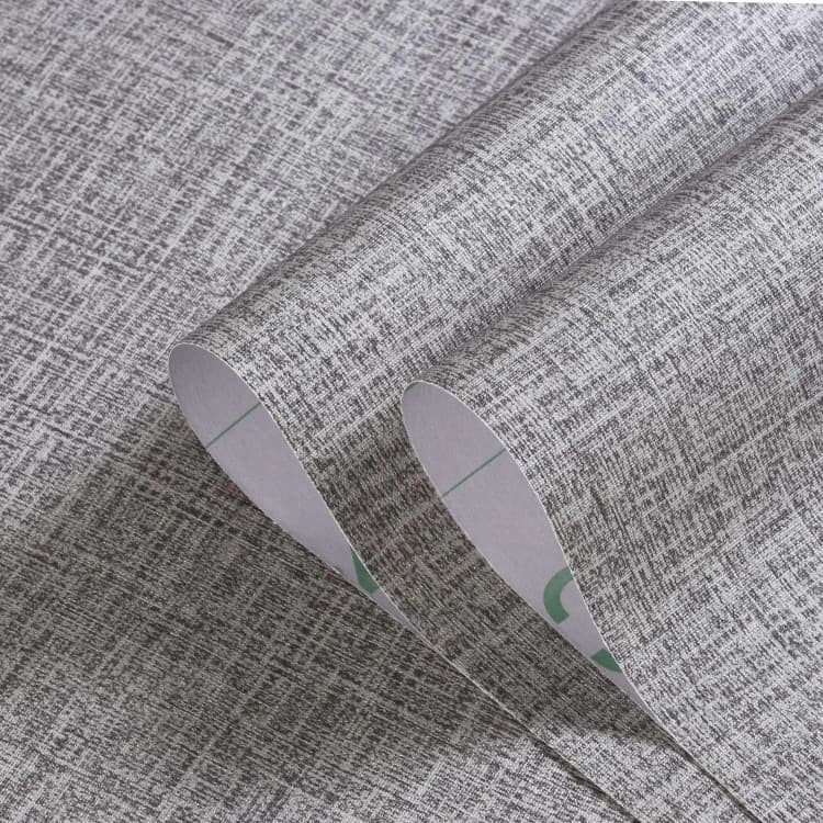 COWINLIFE Grey Textured Peel and Stick Wall Paper Grasscloth Waterproof Self Adhesive Vinyl Faux Fabric Linen Wallpaper for Wall detail 2