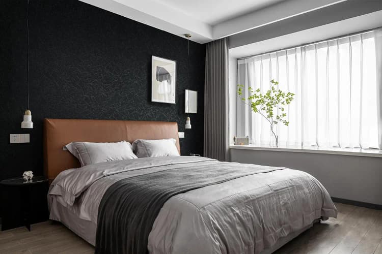 COWINLIFE Modern Black Wallpaper Silk Embossed Self Adhesive Peel and Stick 3D Bedroom Wallpaper Vinyl Wall Paper Wall Decor detail 6