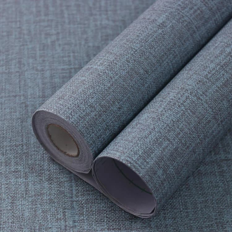 COWINLIFE High Quality Blue Linen Texture Interior Decorative Wall Paper Pvc Self Adhesive Fabric Wallpaper Rolls for Wall detail 1