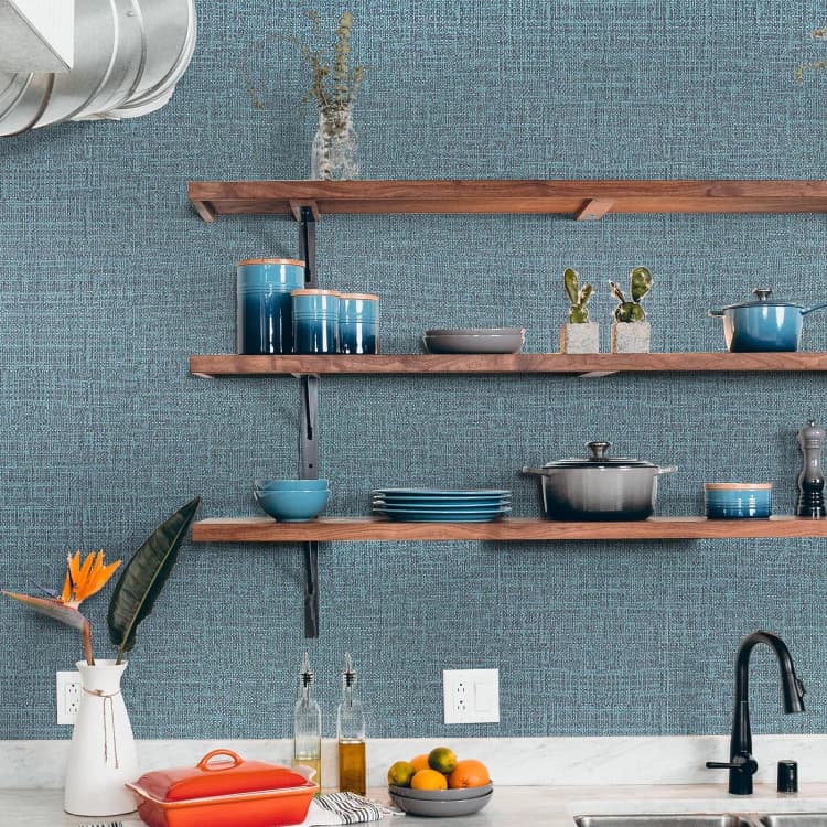 COWINLIFE High Quality Blue Linen Texture Interior Decorative Wall Paper Pvc Self Adhesive Fabric Wallpaper Rolls for Wall detail 3