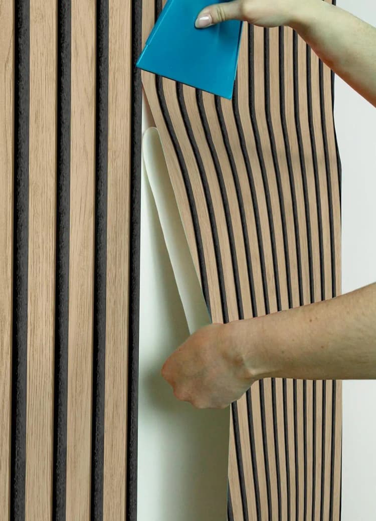 New Wood Slat Wallpaper Peel and Stick Wood Slat Wall Panel Wallpaper Removable Self Adhesive Wallpaper for Bedroom detail 3