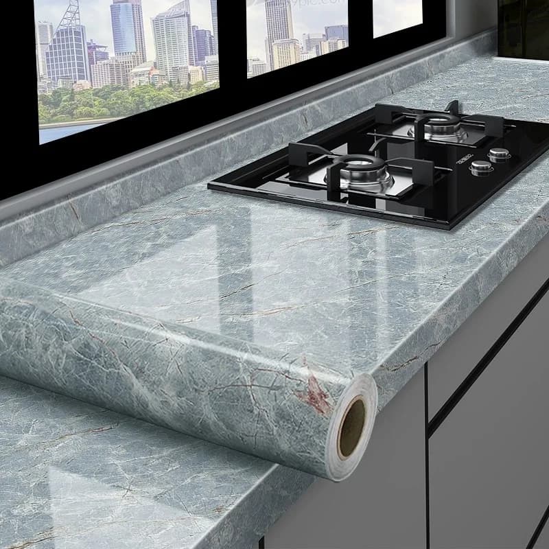 Hot Selling  Morden Marble Granite Removable Pvc Self Adhesive Glossy Marble Decorative Wallpaper Roll for Bathroom Kitchen Co