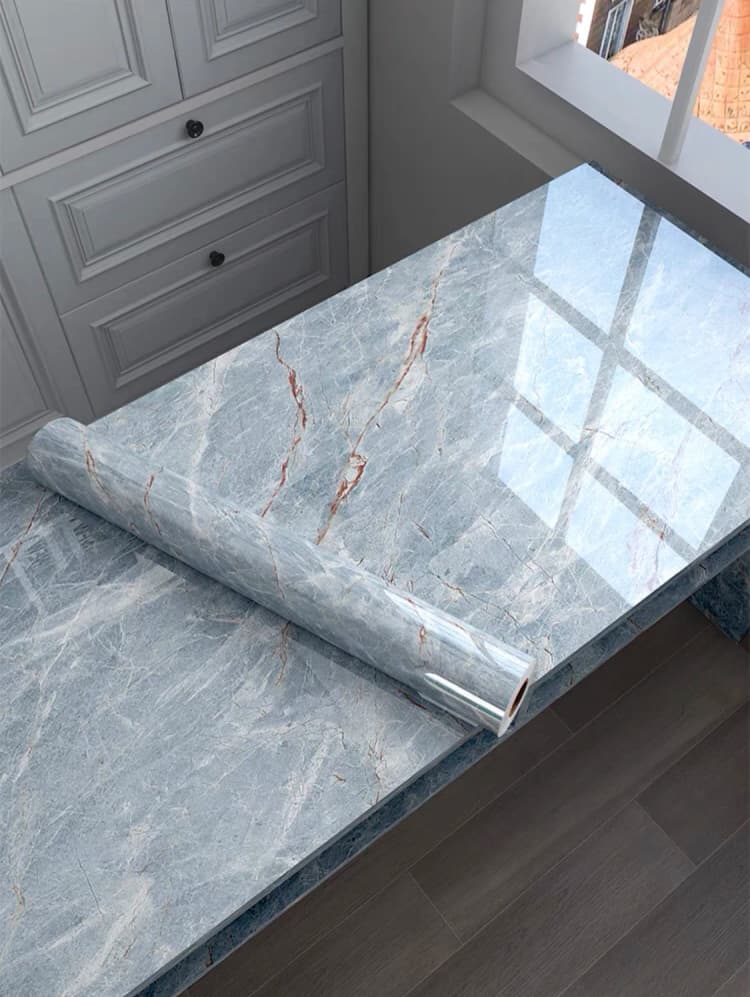 Hot Selling  Morden Marble Granite Removable Pvc Self Adhesive Glossy Marble Decorative Wallpaper Roll for Bathroom Kitchen Co detail 2