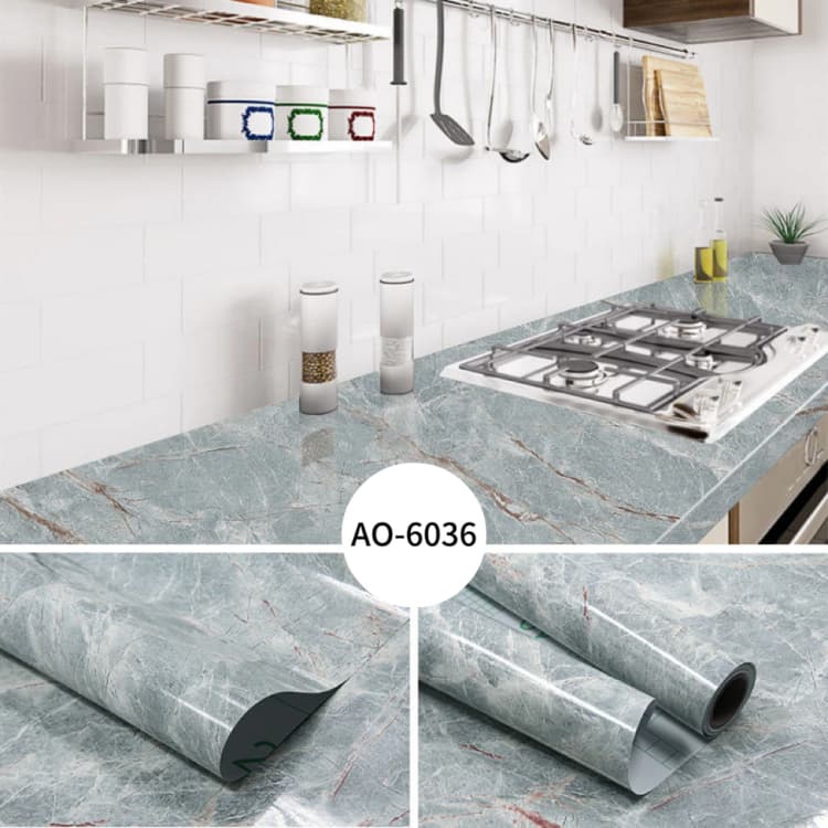 Hot Selling  Morden Marble Granite Removable Pvc Self Adhesive Glossy Marble Decorative Wallpaper Roll for Bathroom Kitchen Co detail 5