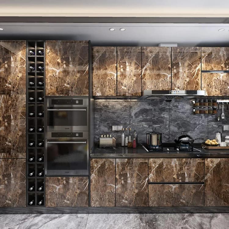 COWINLIFE High Quality Brown Peel and Stick Vinyl Self Adhesive Waterproof 3D Wall Stickers Marble Wallpaper for Kitchen detail 2