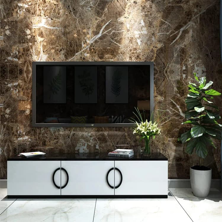 COWINLIFE High Quality Brown Peel and Stick Vinyl Self Adhesive Waterproof 3D Wall Stickers Marble Wallpaper for Kitchen detail 3