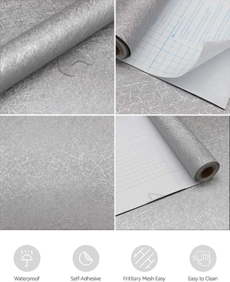 OEM 3D Vinyl Silver Silk Peel and Stick Wallpaper Self Adhesive Embossed Removable Wallpaper Silk for Livingroom detail 6