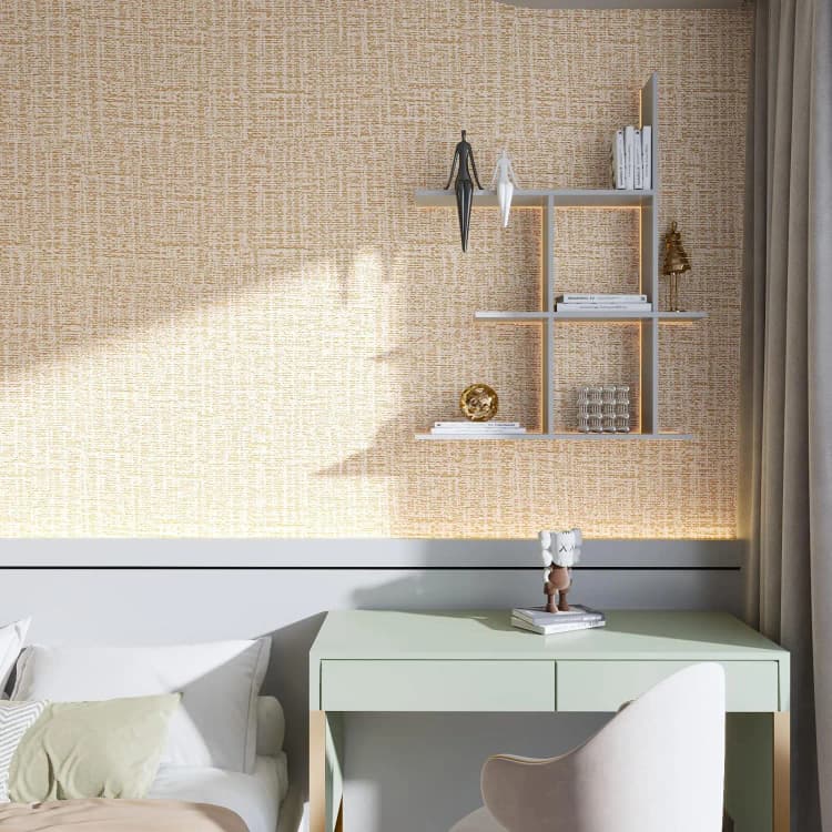 3D Wallpaper Linen Texture Waterproof PVC Peel and Stick Self Adhesive Bedroom Wallpaper Faux Grasscloth Paper detail 4