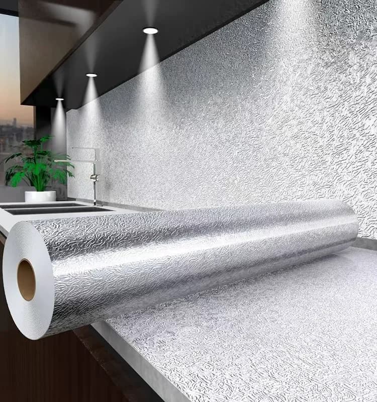 Oilproof Waterproof Kitchen Backsplash Wallpaper Peel and Stick Removable Self-adhesive Kitchen Aluminum Foil Stickers
