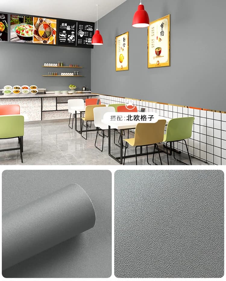 China Factory Cheap Green Solid Color Self Adhesive Wallpaper Removable Contact Paper Office Wallpaper Home Shop Cafe Decoration detail 3
