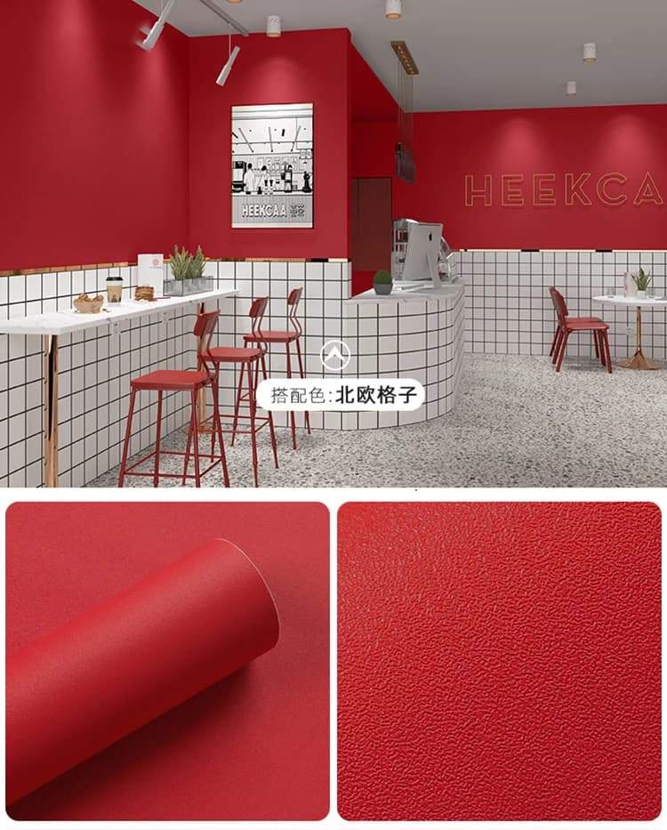 China Factory Cheap Green Solid Color Self Adhesive Wallpaper Removable Contact Paper Office Wallpaper Home Shop Cafe Decoration detail 4