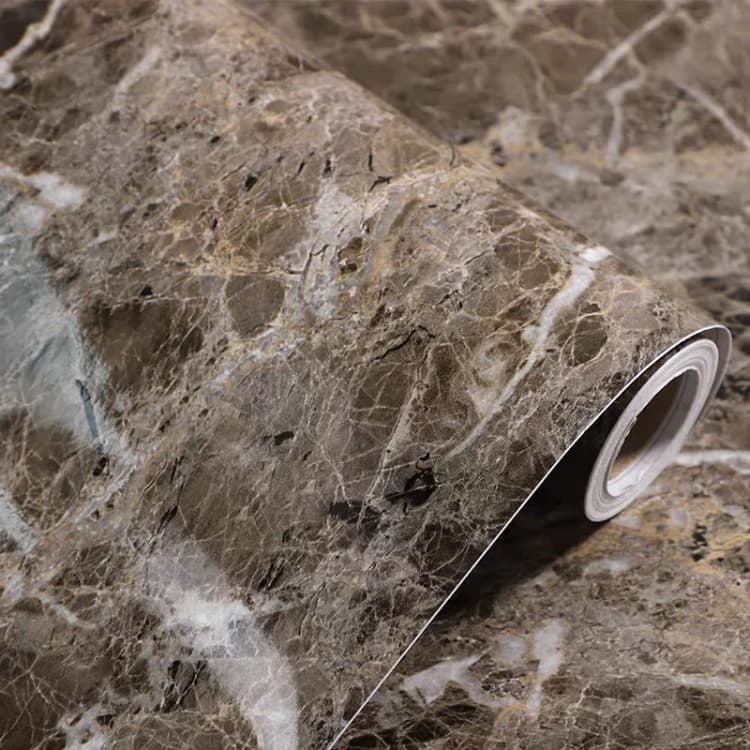 Waterproof 3D Marble Sticker Wallpaper Brown Peel and Stick Self Adhesive Wallpaper Removable for Home Decoration detail 2
