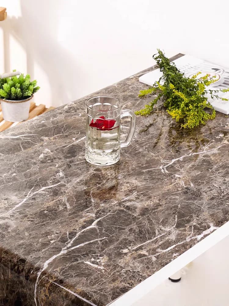 Waterproof 3D Marble Sticker Wallpaper Brown Peel and Stick Self Adhesive Wallpaper Removable for Home Decoration detail 6