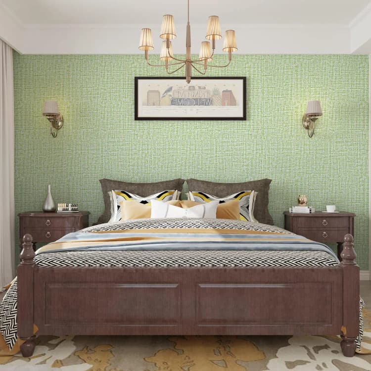 High Quality Light Green Linen Grasscloth Peel and Stick Wallpaper Vinyl Self Adhesive Removable for Wall Decor detail 5