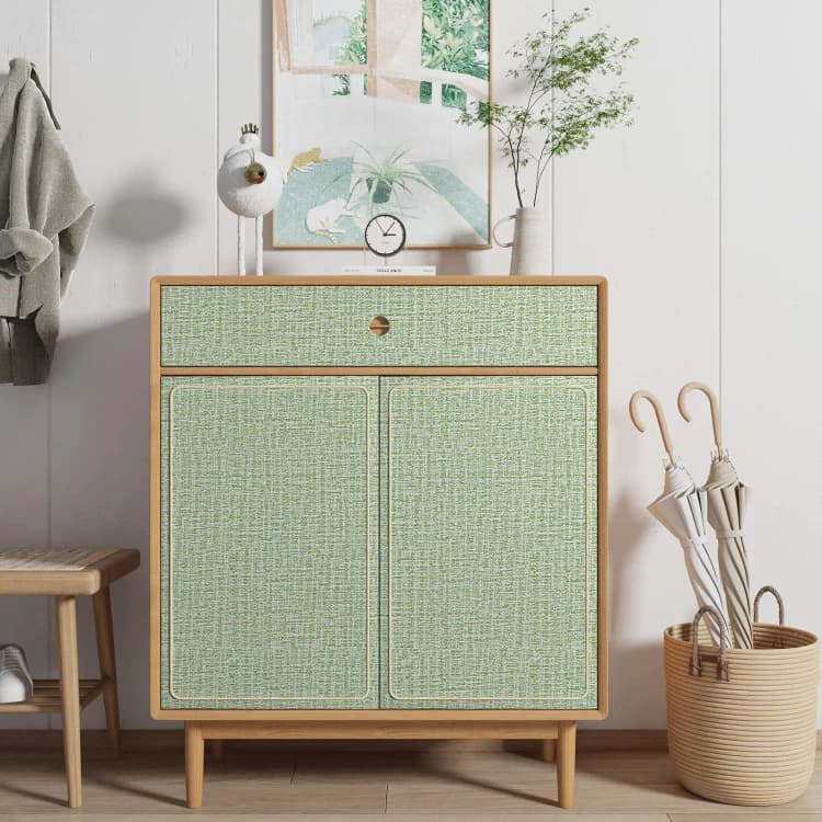 High Quality Light Green Linen Grasscloth Peel and Stick Wallpaper Vinyl Self Adhesive Removable for Wall Decor detail 6