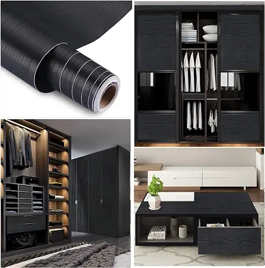 Factory Black 3D Wood Design Wallpaper Removable Self Adhesive Wallpaper for Wood Countertop Furniture Kitchen Wall detail 6