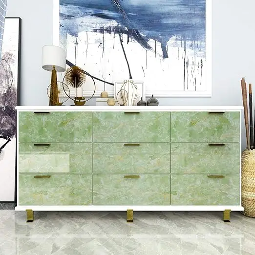 Hot Selling 3D Green Marble Stickers Peel and Stick PVC Self Adhesive Wallpaper Waterproof for Bathroom Kitchen Wall detail 6