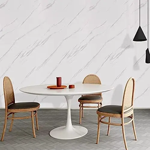 3D Glossy White Marble Wallpaper Granite Peel and Stick Self Adhesive Removable Waterproof Countertop Paper for Kitchen Cabinet detail 4