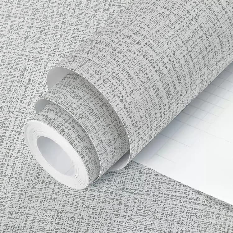 3D Grey Linen Wallpaper Peel and Stick Wallpaper Grey Contact Paper Self Adhesive Removable Wall Paper Vinyl for Cabinets Wall detail 1