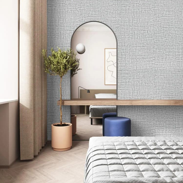 3D Grey Linen Wallpaper Peel and Stick Wallpaper Grey Contact Paper Self Adhesive Removable Wall Paper Vinyl for Cabinets Wall detail 4