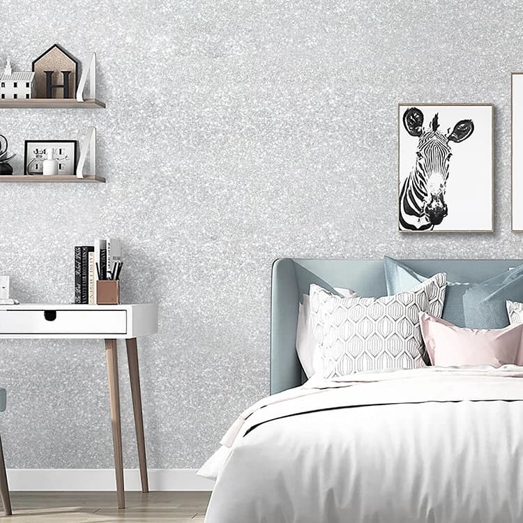 Glitter Silver Contact Paper Sparkley Peel and Stick Wallpaper Removable Self Adhesive Paper for Bedroom DIY Gift Decoration detail 3