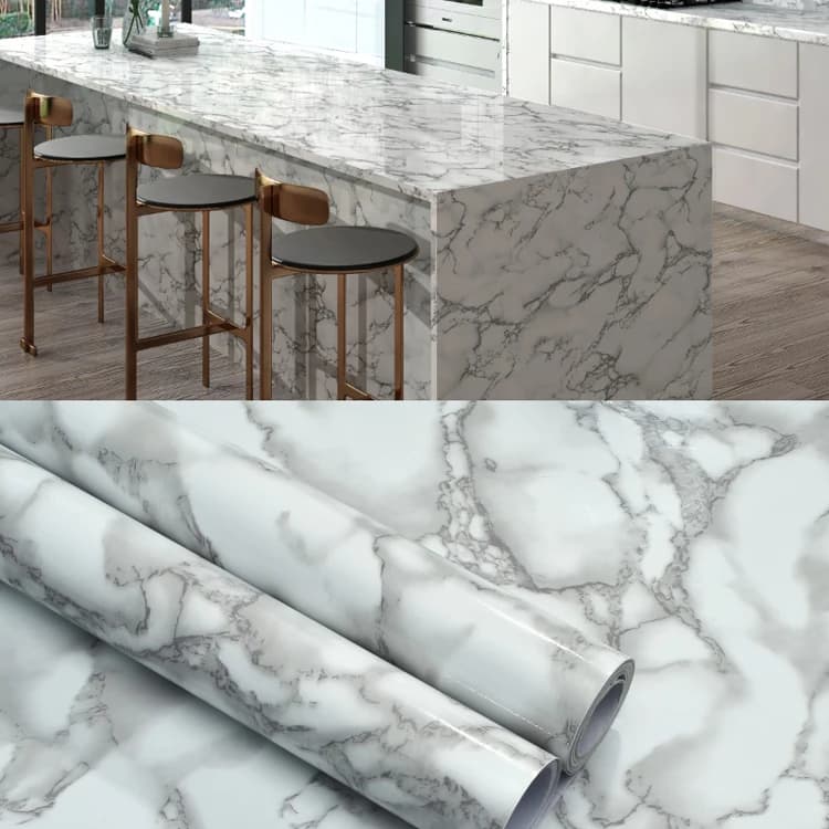 Removable Waterproof Self Adhesive Vinyl Wall Paepr Granite Marble Pvc Decor Wallpaper for Bathroom Kitchen Countertop Covers detail 1