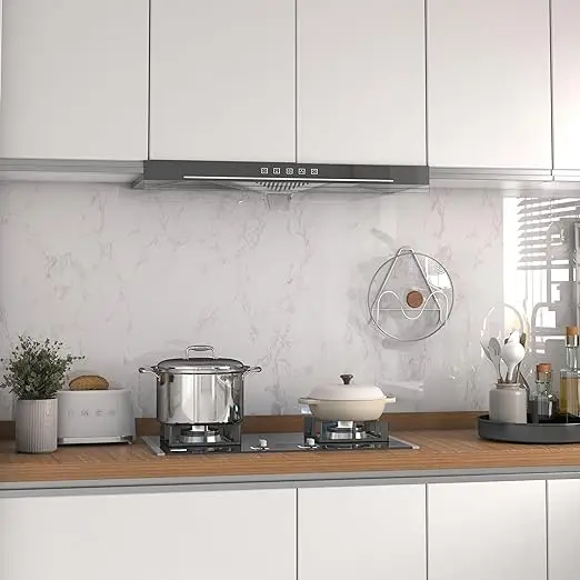 3D White Marble Stickers Peel and Stick Wallpaper PVC Self Adhesive Removable Granite for Kitchen Countertops detail 2