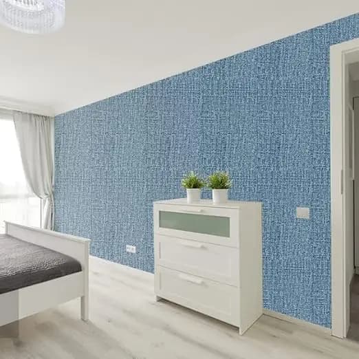 Hot Selling Textured Fabric Blue Linen Wallpaper Peel and Stick Self-Adhesive Removable Waterproof Wallpaper for Wall Cabinets detail 3