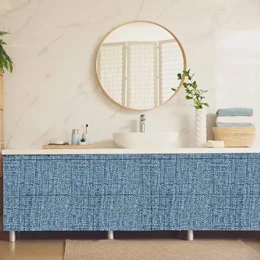Hot Selling Textured Fabric Blue Linen Wallpaper Peel and Stick Self-Adhesive Removable Waterproof Wallpaper for Wall Cabinets detail 5