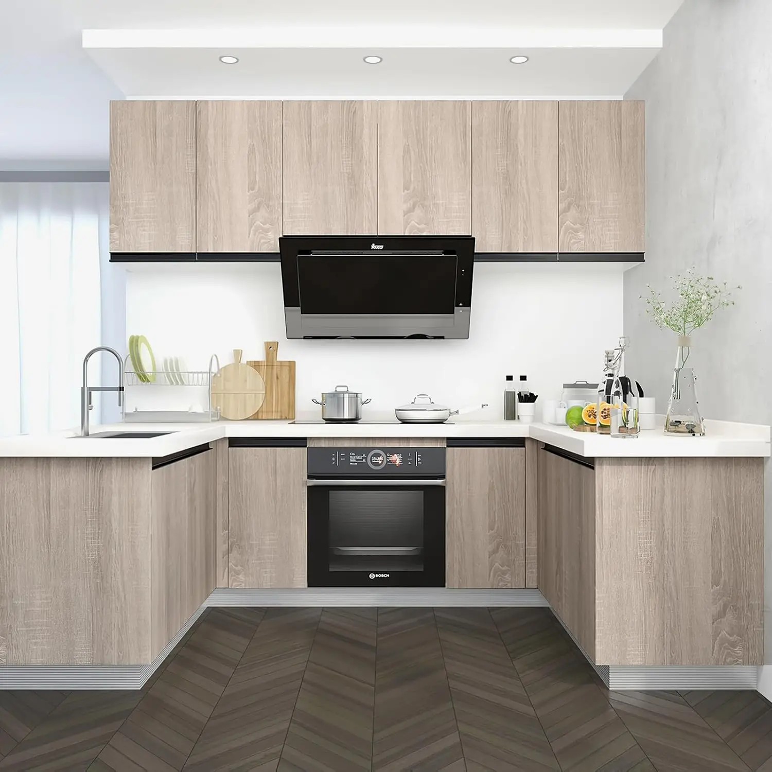 Grey Oak Wood Wallpaper Peel and Stick Wood Grain Textured  Self Adhesive Wall Paper Waterproof Stickers for Kitchen Cabinets