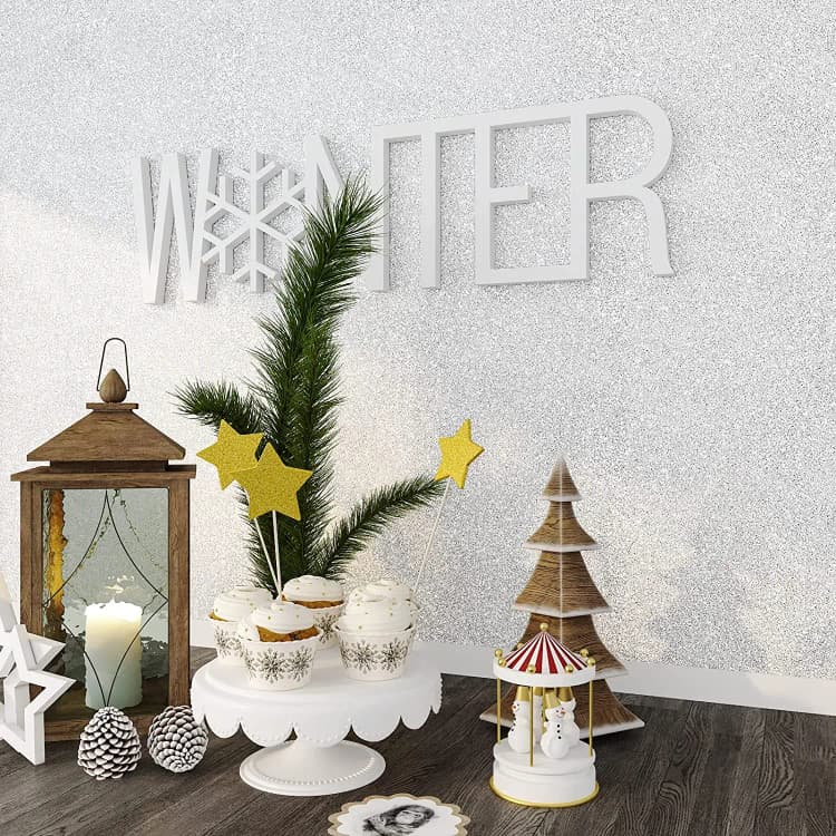Vinyl Peel Stick Christmas Glitter Wallpaper Stickers DIY Gift PVC Decoration Film Self Adhesive Removable Sparkling Wallpaper detail 2
