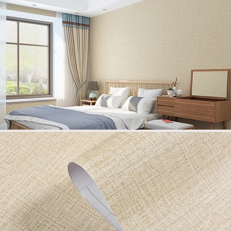 Green 3D Linen Textured Fabric Peel and Stick Wall Paper Decor Pvc Grasscloth Self Adhesive Wallpaper for Bedroom Living Room detail 2
