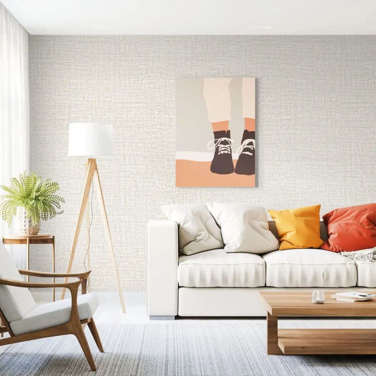 OEM ODM Beige Elegant 3D Linen Texture Peel and Stick Wall Paper Decor Pvc Self Adhesive Wallpaper for Bedroom Living Room detail 3