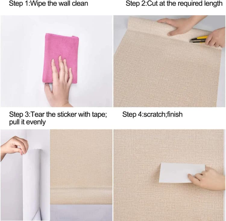 Classical Blue Linen Texture Interior Waterproof Decorative Wall Paper Pvc Self Adhesive Wallpaper Rolls for Bedroom Decoration detail 6