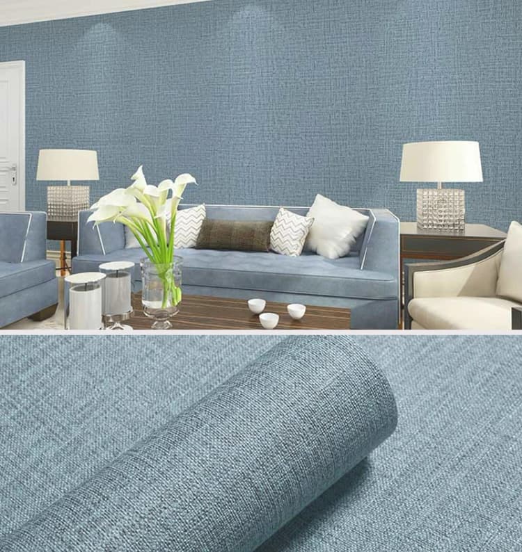 Linen Texture Pvc Peel and Stick Self Adhesive Papier Peint Bedroom Wallpaper Faux Grasscloth Contact Paper Art Wall Paper Film detail 5