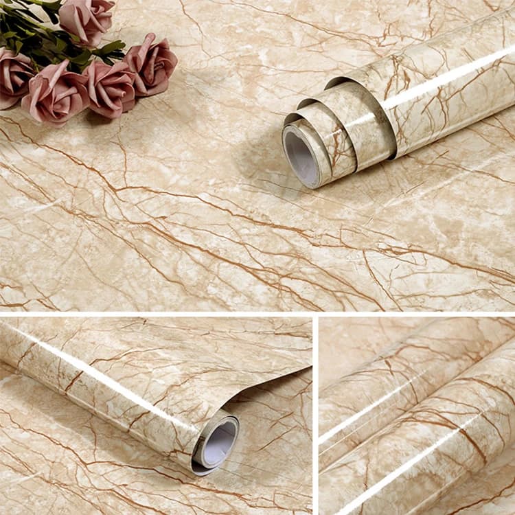 Cheap Yellow Stick and Peel Self Adhesive Vinyl Wall Paepr Bathroom Kitchen Countertop Covers Granite Marble Pvc Decor Wallpaper detail 2
