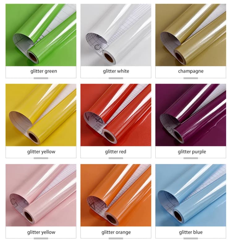 Glitter Removable Pvc Glossy Stick and Peel Wall Paper Self Adhesive Wallpaper for Furniture Renovation Kitchen detail 2