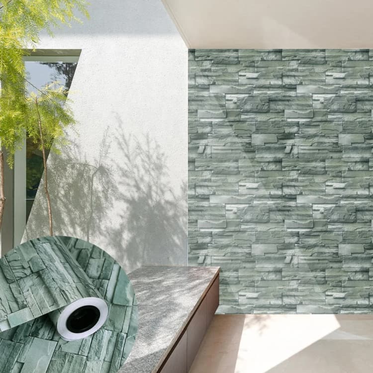 Factory Direct Morden 3D Brick Stone Pattern Pvc Waterproof Peel and Stick Self Adhesive Wallpaper Roll for Room Courtyard Wall detail 1