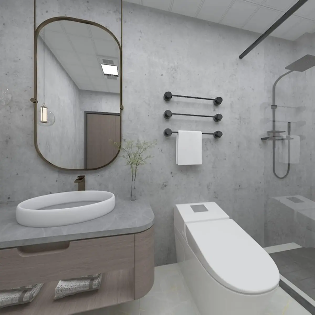 COWINLIFE DECO Waterproof 3D Thick Cement Concrete Wallpaper Peel and Stick Vinyl Removable Self-Adhesive Wall Sticker for Bathroom
