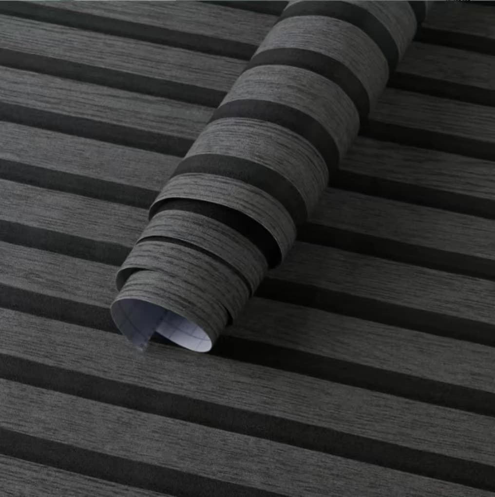 COWINLIFE DECO Gray Waterproof 3D Wood Self Adhesive Wall Paper With Stripes Self Adhesive Vinyl Wall Stickers for Living Room
