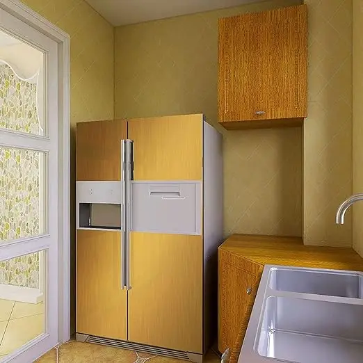 COWINLIFE DECO Thick Modern Waterproof Gold Stainless Steel Metallic Wallpaper Self-Adhesive Refrigerator Kitchen Wall Paper Sticker detail 3