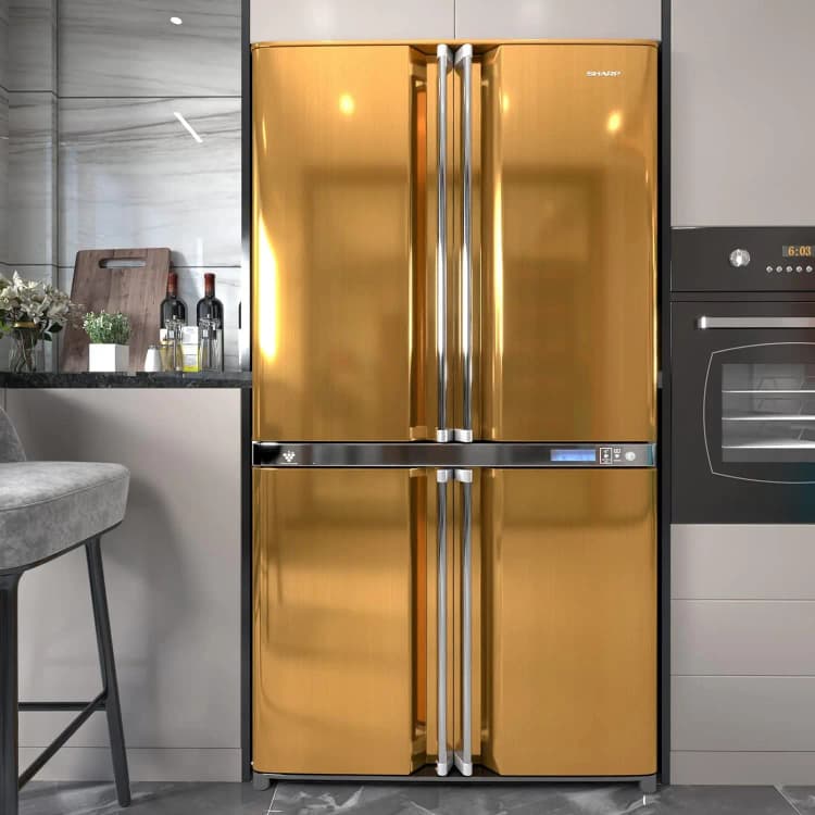 COWINLIFE DECO Thick Modern Waterproof Gold Stainless Steel Metallic Wallpaper Self-Adhesive Refrigerator Kitchen Wall Paper Sticker detail 5