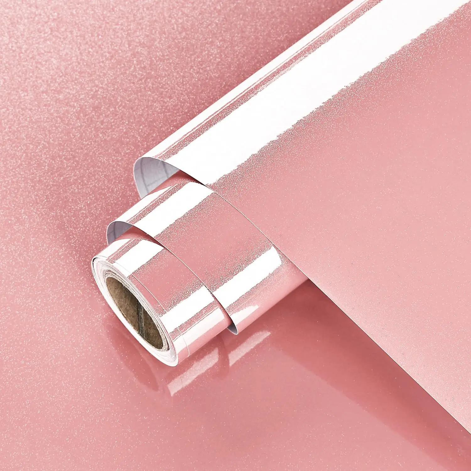 COWINLIFE DECO Glossy Contact Paper for Countertops Shiny Pink Peel and Stick Self Adhesive Glitter Vinyl Film Design Wall Paper