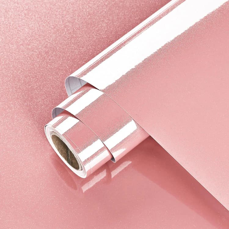 COWINLIFE DECO Glossy Contact Paper for Countertops Shiny Pink Peel and Stick Self Adhesive Glitter Vinyl Film Design Wall Paper detail 1