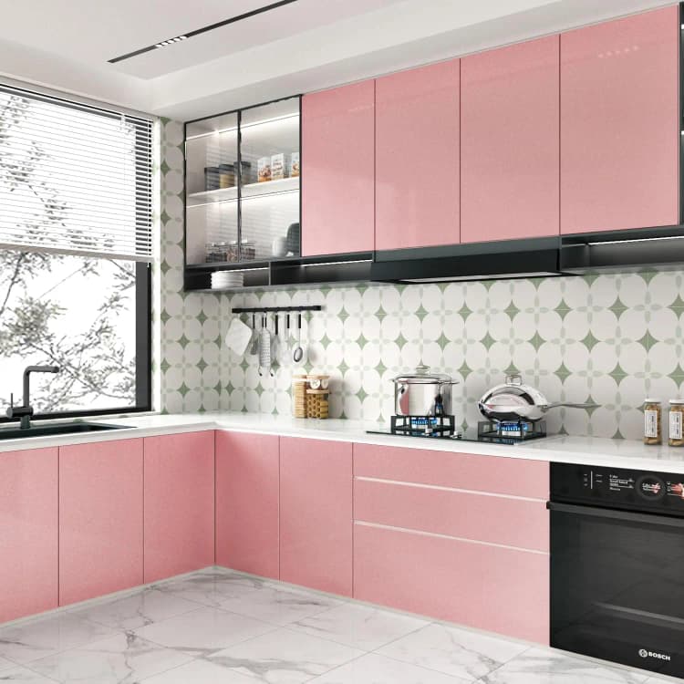 COWINLIFE DECO Glossy Contact Paper for Countertops Shiny Pink Peel and Stick Self Adhesive Glitter Vinyl Film Design Wall Paper detail 3