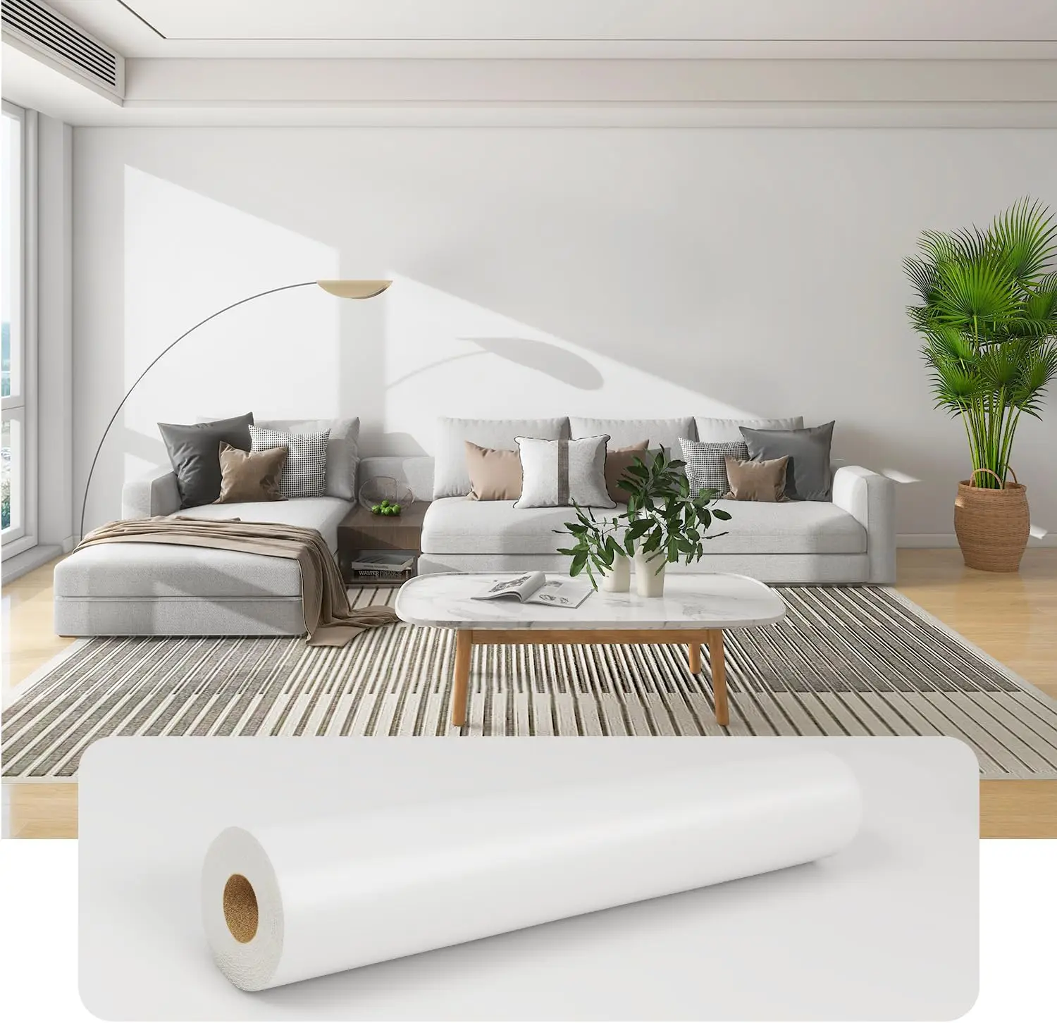 COWINLIFE DECO White Wallpaper Matte Peel and Stick Self-Adhesive Wall Sticker Kitchen Vinyl Wrap Solid Color DIY Wall Paper for Room