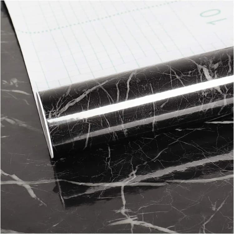 COWINLIFE DECO Wholesale Modern Black Peel and Stick Waterproof PVC Self Adhesive Marble Wall Paper Design Sticker for Home Table detail 1