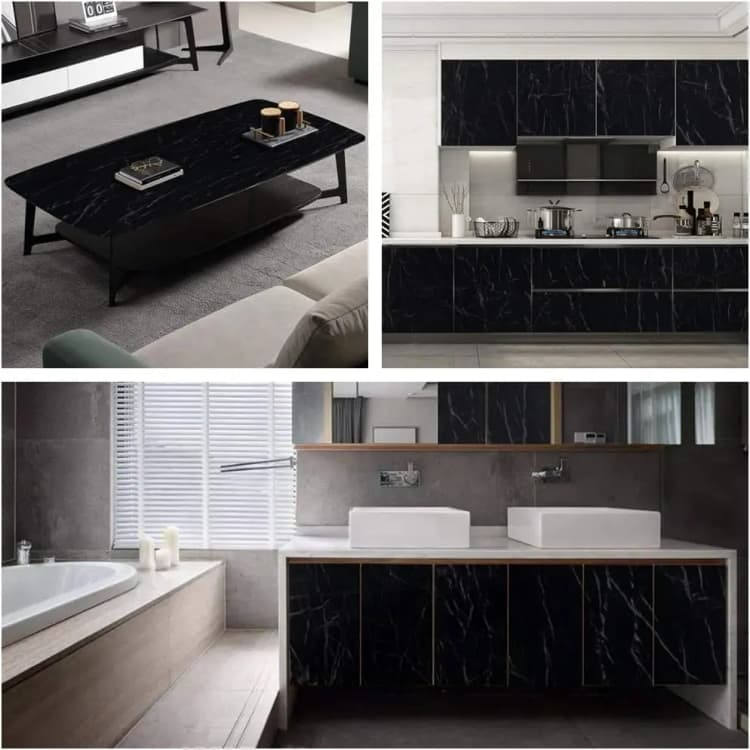 COWINLIFE DECO Wholesale Modern Black Peel and Stick Waterproof PVC Self Adhesive Marble Wall Paper Design Sticker for Home Table detail 6