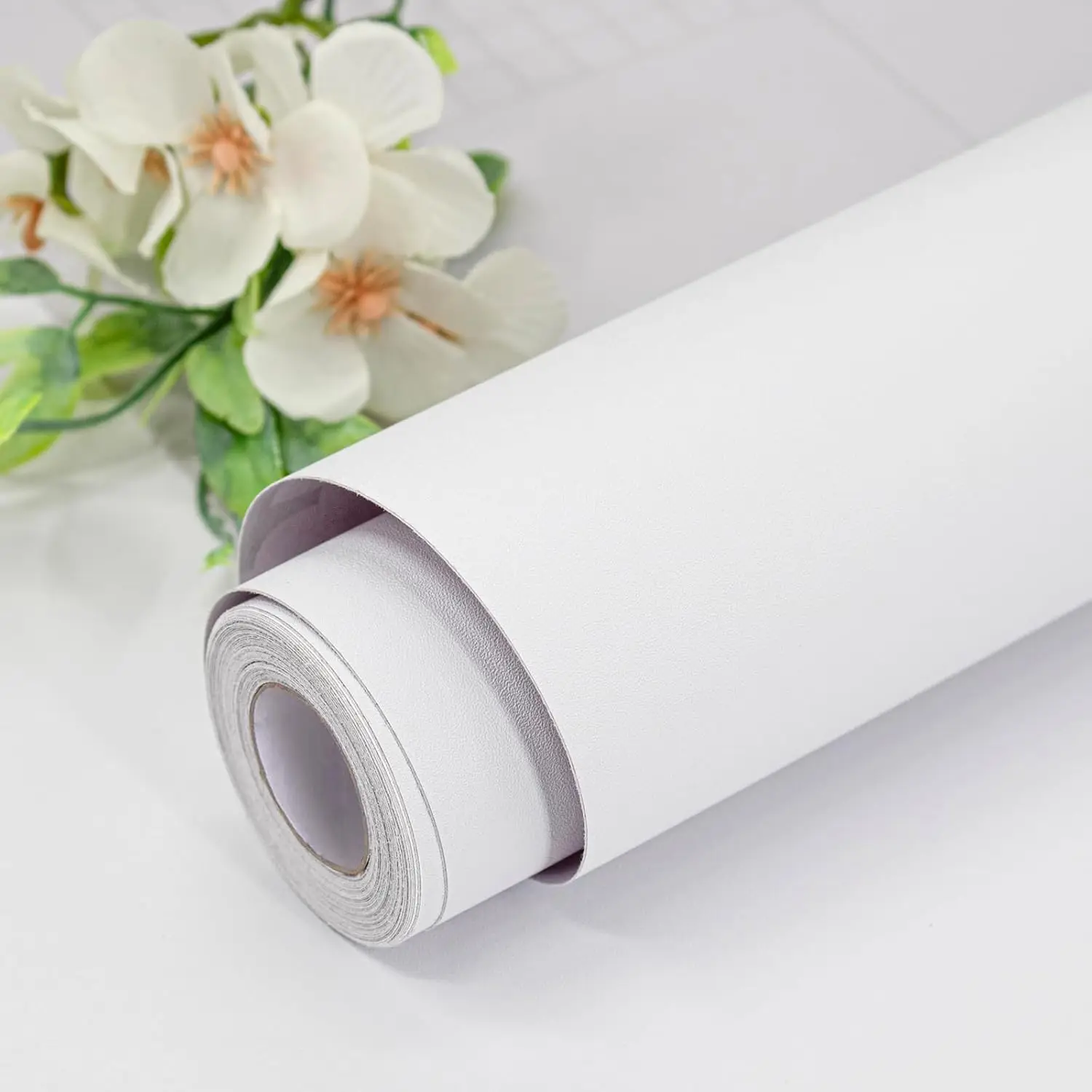 COWINLIFE DECO White Wallpaper Peel and Stick Self Adhesive Wall Paper Matte Pure Waterproof Decorative Wall Sticker for Cabinet